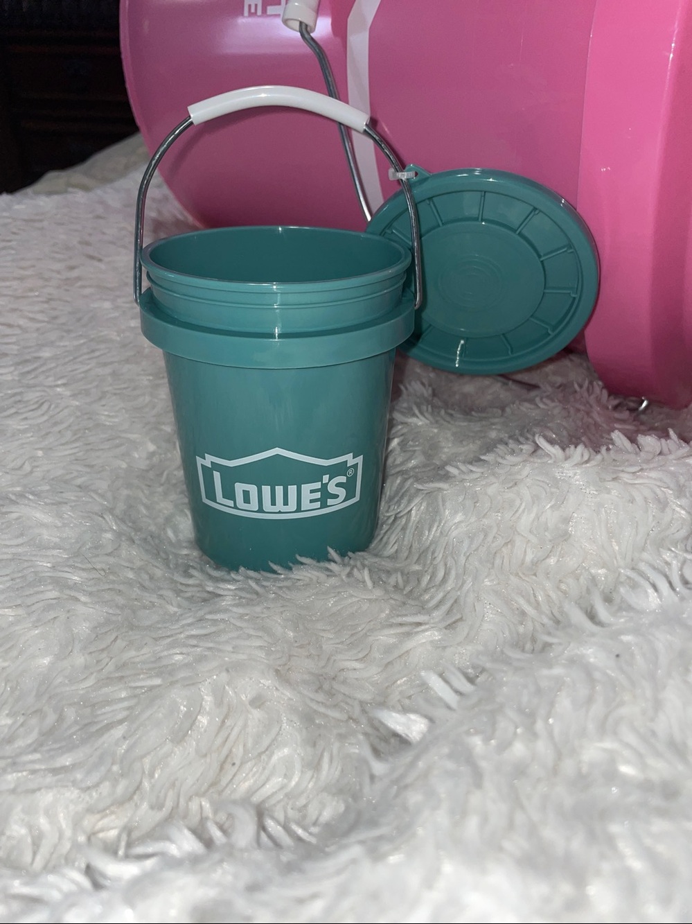 NWT Lowe's Teal Mini Bucket with lid